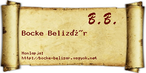 Bocke Belizár névjegykártya